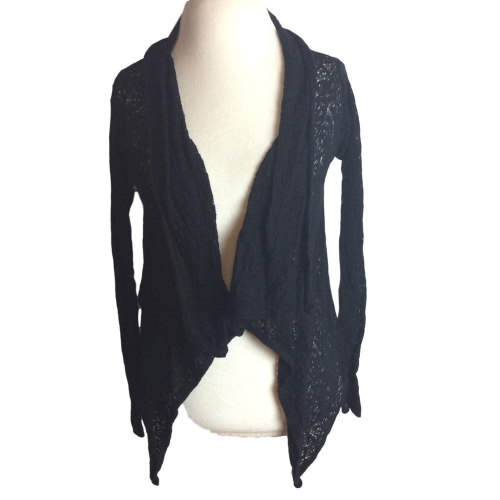 Black Open Front Loose Knit Sweater Size Large